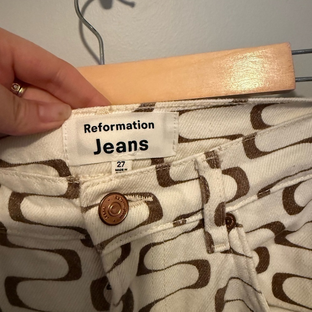 Reformation Mod High Rise Straight Jeans in the Frequency pattern - Picture 2 of 3